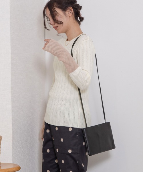 POU DOU DOU（プードゥドゥ）の「バイカラーアームリブニット（ニット/セーター・レディース・ブラック/オフホワイト/グレー/ライトグリーン・3）」の20枚目の写真