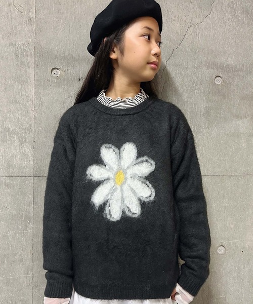 CIAOPANIC TYPY（チャオパニックティピー）の「【KIDS】アソートジャガードシャギープルオーバーニット（ニット/セーター・キッズ・ブラック/グレー/アイボリー/オフホワイト/ブルー・XL/XXL/S/M/L）」の17枚目の写真