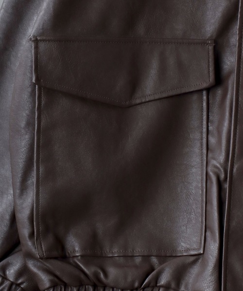 SITRY(シトリー)の「synthetic leather A-2 jacket/フェイクレザー オーバーサイズ A-2ジャケット フライトジャケット(ミリタリージャケット・メンズ・ブラック/ブラウン・M/L/S)」の5枚目の写真