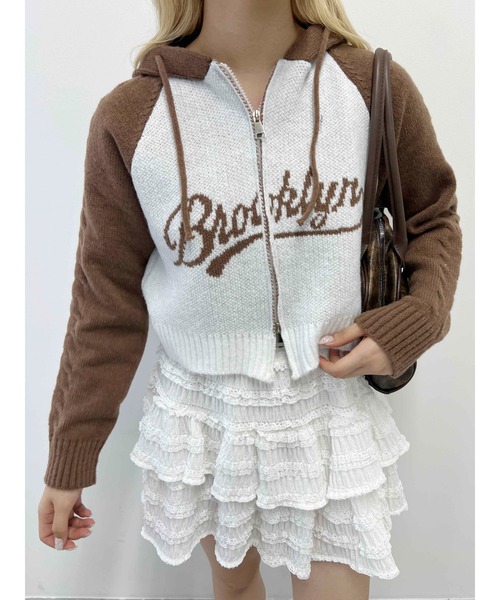 セール】【PHILLY】カレッジロゴショートニットパーカー（ニット