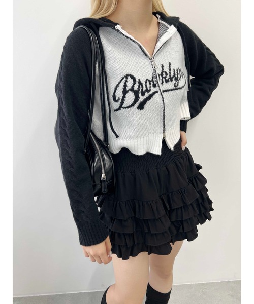 PHILLY（フィリー）の「【PHILLY】カレッジロゴショートニットパーカー（ニット/セーター・レディース・ブラウン/ブラック/グレー・FREE）」の5枚目の写真