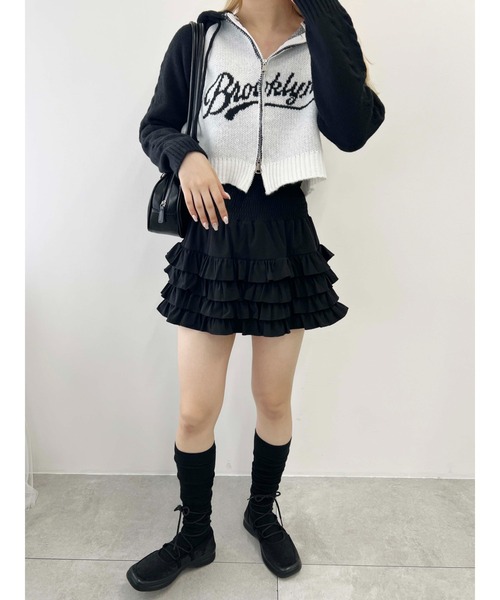 PHILLY（フィリー）の「【PHILLY】カレッジロゴショートニットパーカー（ニット/セーター・レディース・ブラウン/ブラック/グレー・FREE）」の7枚目の写真