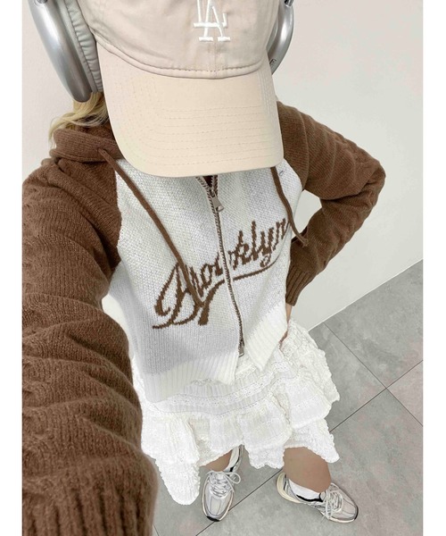 PHILLY（フィリー）の「【PHILLY】カレッジロゴショートニットパーカー（ニット/セーター・レディース・ブラウン/ブラック/グレー・FREE）」の22枚目の写真