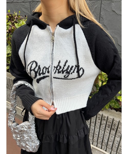 PHILLY（フィリー）の「【PHILLY】カレッジロゴショートニットパーカー（ニット/セーター・レディース・ブラウン/ブラック/グレー・FREE）」の17枚目の写真