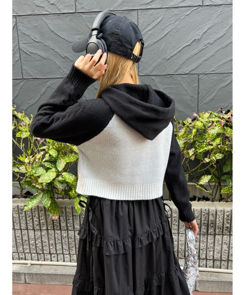 PHILLY（フィリー）の「【PHILLY】カレッジロゴショートニットパーカー（ニット/セーター・レディース・ブラウン/ブラック/グレー・FREE）」の11枚目の写真