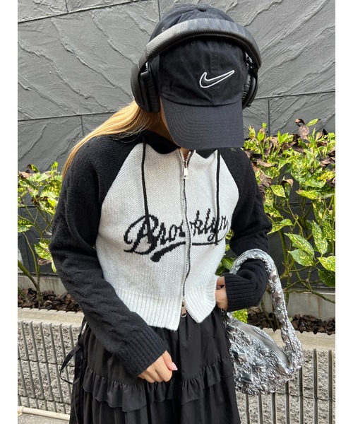 PHILLY（フィリー）の「【PHILLY】カレッジロゴショートニットパーカー（ニット/セーター・レディース・ブラウン/ブラック/グレー・FREE）」の14枚目の写真