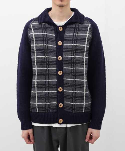 INVERALLAN（インバーアラン）の「【INVERALLAN / インバーアラン】HANDKNIT 54C（カーディガン/ボレロ・メンズ・ネイビー・40/42/44）」の3枚目の写真