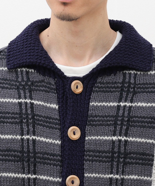 INVERALLAN（インバーアラン）の「【INVERALLAN / インバーアラン】HANDKNIT 54C（カーディガン/ボレロ・メンズ・ネイビー・40/42/44）」の6枚目の写真