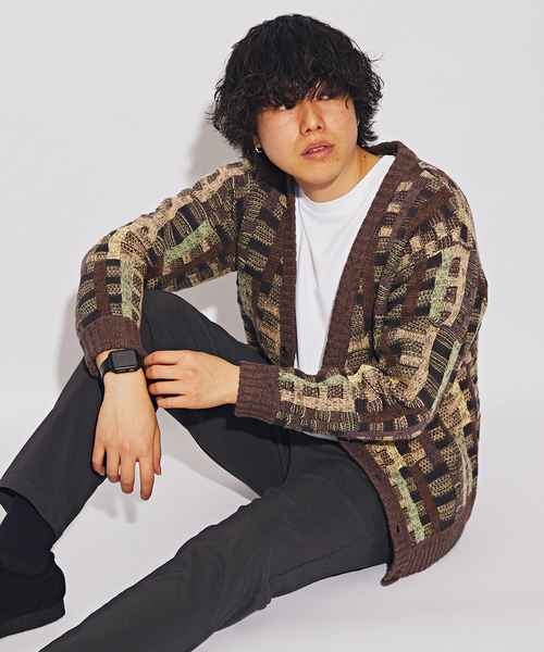 B.C STOCK(ベーセーストック)の「WALL PAPERカーディガン(カーディガン/ボレロ・メンズ・アイボリー/ブラウン/グリーン・MEDIUM/LARGE)」の8枚目の写真