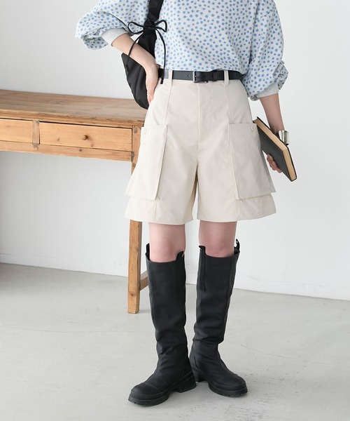 BONLECILL(ボンルシール)の「フロントポケットベイカーチノショートパンツ(カーゴパンツ・レディース・ブラック/アイボリー/カーキ/ベージュ・L/M)」の5枚目の写真