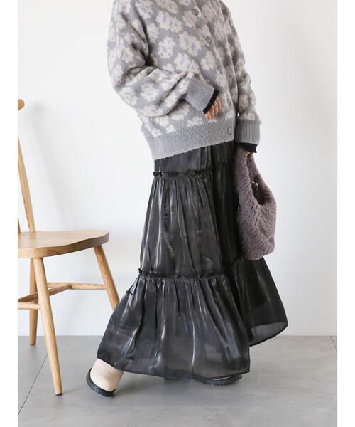 ehka sopo（エヘカソポ）の「オーロララメティアードスカート（スカート・レディース・キナリ/グレー/ブラック・F）」の9枚目の写真