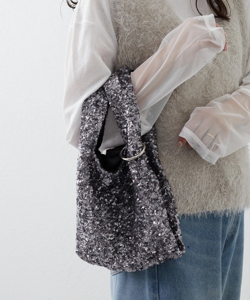 CIAOPANIC TYPY（チャオパニックティピー）の「【新色追加！！】カラビナ付きスパンコールBAG（ハンドバッグ・レディース・ブラック/グレー/シルバー/ピンク/ミント/ホワイト/ブラウン・ONE SIZE）」の13枚目の写真