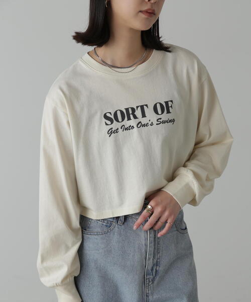 FREE'S MART（フリーズマート）の「◆フロッキープリントロングＴシャツ（Tシャツ/カットソー・レディース・ホワイト/ホワイト系その他/ベージュ系その他/ベージュ・FREE）」の3枚目の写真