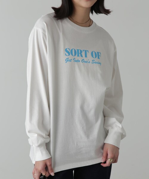 FREE'S MART（フリーズマート）の「◆フロッキープリントロングＴシャツ（Tシャツ/カットソー・レディース・ホワイト/ホワイト系その他/ベージュ系その他/ベージュ・FREE）」の2枚目の写真