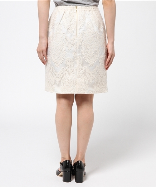 laboratory work（ラボラトリーワーク）の「オーガンジー刺繍タイトスカート（スカート・レディース・オフホワイト/ネイビー・MEDIUM）」の6枚目の写真