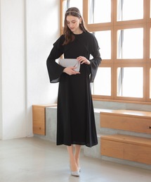 ケープ襟ワンピースドレス 結婚式 ワンピース パーティードレス