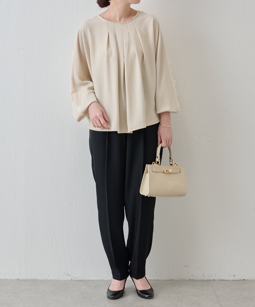 BEARDSLEY(ビアズリー)の「《LIVETART》ダブルクロスタックパンツ(スラックス・レディース・ネイビー/ブラック・FREE)」の10枚目の写真