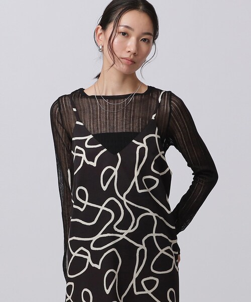 GALLEST（ギャレスト）の「針抜きシアーリブニット（Tシャツ/カットソー・レディース・グリーン/ライトイエロー系/ホワイト系/ブラック・38）」の3枚目の写真