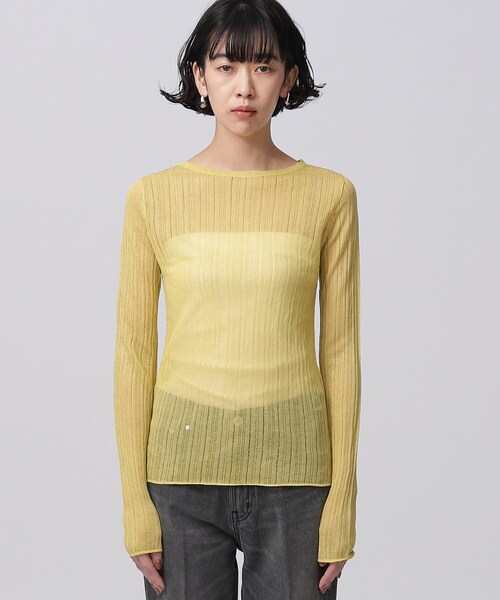 GALLEST（ギャレスト）の「針抜きシアーリブニット（Tシャツ/カットソー・レディース・グリーン/ライトイエロー系/ホワイト系/ブラック・38）」の16枚目の写真