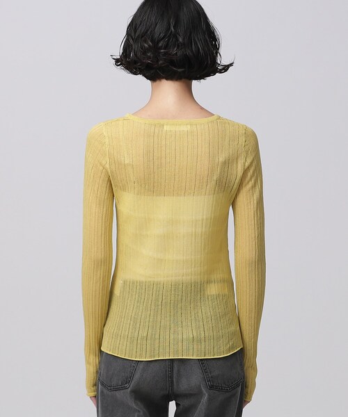GALLEST（ギャレスト）の「針抜きシアーリブニット（Tシャツ/カットソー・レディース・グリーン/ライトイエロー系/ホワイト系/ブラック・38）」の14枚目の写真
