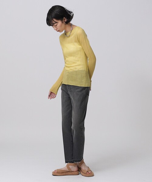 GALLEST（ギャレスト）の「針抜きシアーリブニット（Tシャツ/カットソー・レディース・グリーン/ライトイエロー系/ホワイト系/ブラック・38）」の13枚目の写真