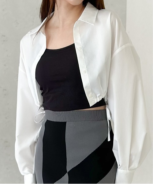 Per sist ence（パーシエンス）の「ブロードドロストクロップドシャツ（シャツ/ブラウス・レディース・オフホワイト/グレー/ブルー/ブラック・FREE）」の13枚目の写真