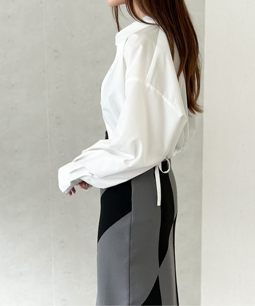 Per sist ence（パーシエンス）の「ブロードドロストクロップドシャツ（シャツ/ブラウス・レディース・オフホワイト/グレー/ブルー/ブラック・FREE）」の16枚目の写真