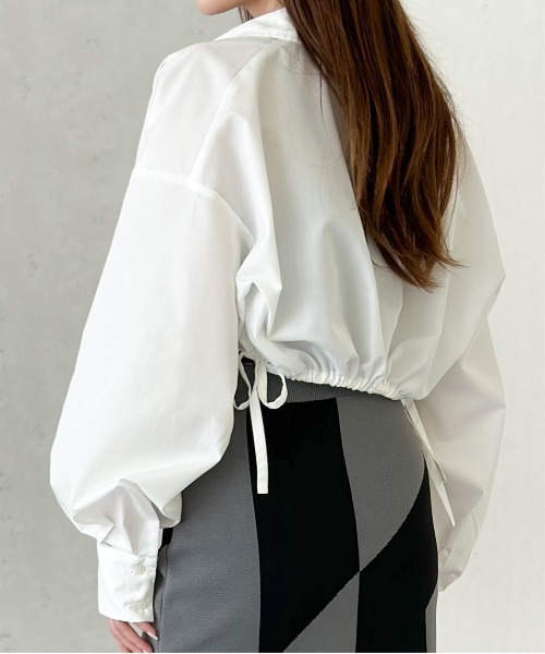 Per sist ence（パーシエンス）の「ブロードドロストクロップドシャツ（シャツ/ブラウス・レディース・オフホワイト/グレー/ブルー/ブラック・FREE）」の18枚目の写真