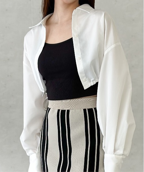 Per sist ence（パーシエンス）の「ブロードドロストクロップドシャツ（シャツ/ブラウス・レディース・オフホワイト/グレー/ブルー/ブラック・FREE）」の19枚目の写真