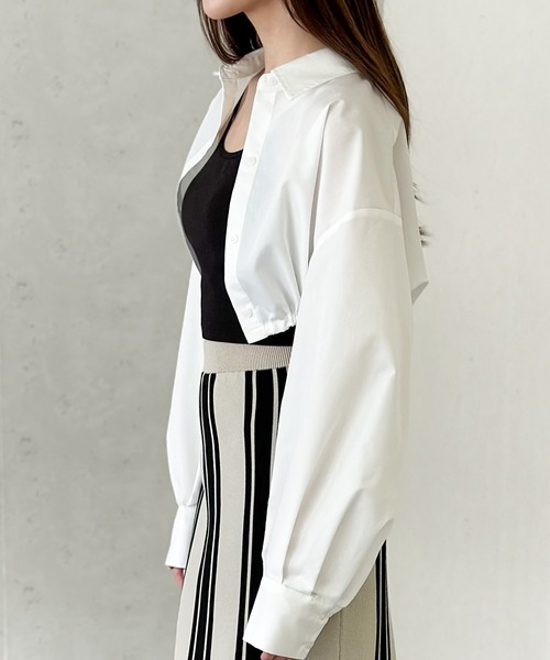 Per sist ence（パーシエンス）の「ブロードドロストクロップドシャツ（シャツ/ブラウス・レディース・オフホワイト/グレー/ブルー/ブラック・FREE）」の20枚目の写真