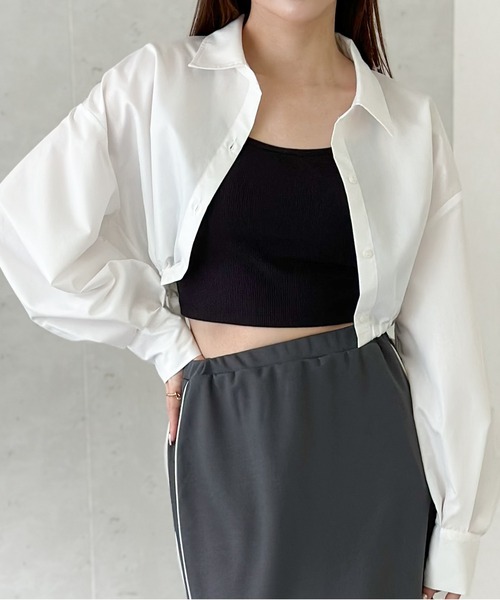 Per sist ence（パーシエンス）の「ブロードドロストクロップドシャツ（シャツ/ブラウス・レディース・オフホワイト/グレー/ブルー/ブラック・FREE）」の21枚目の写真