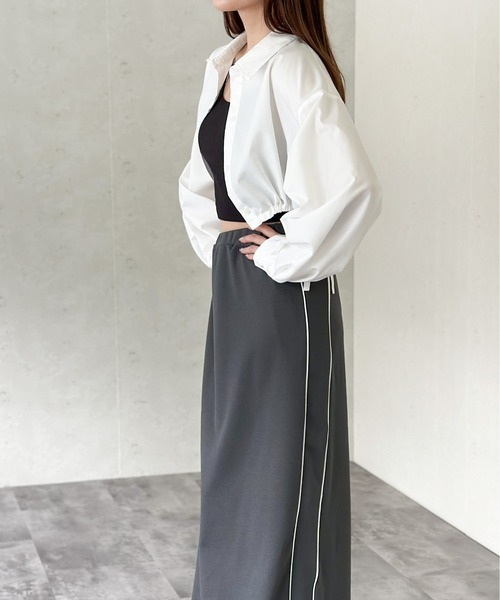 Per sist ence（パーシエンス）の「ブロードドロストクロップドシャツ（シャツ/ブラウス・レディース・オフホワイト/グレー/ブルー/ブラック・FREE）」の22枚目の写真