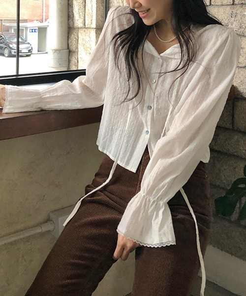 by muni:r（バイ ムニール）の「ピュアパンチングレースブラウス（シャツ/ブラウス・レディース・ブラック/ホワイト・FREE）」の9枚目の写真