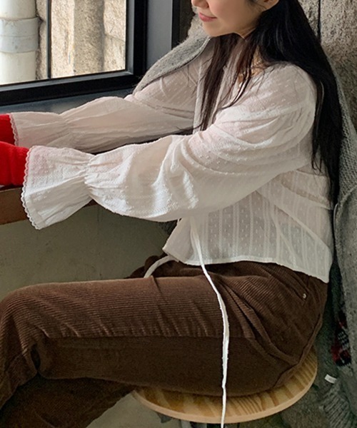 by muni:r（バイ ムニール）の「ピュアパンチングレースブラウス（シャツ/ブラウス・レディース・ブラック/ホワイト・FREE）」の10枚目の写真