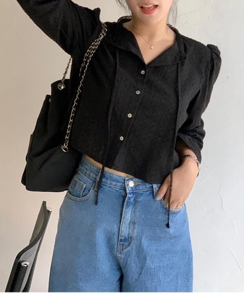 by muni:r（バイ ムニール）の「ピュアパンチングレースブラウス（シャツ/ブラウス・レディース・ブラック/ホワイト・FREE）」の13枚目の写真