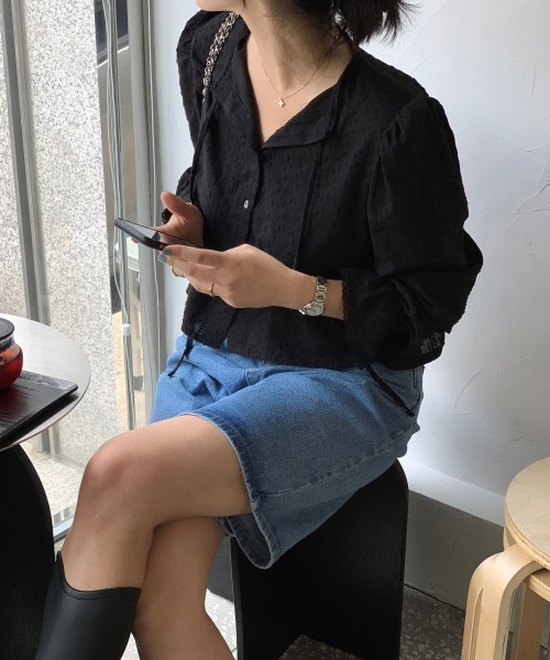 by muni:r（バイ ムニール）の「ピュアパンチングレースブラウス（シャツ/ブラウス・レディース・ブラック/ホワイト・FREE）」の15枚目の写真