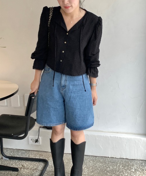 by muni:r（バイ ムニール）の「ピュアパンチングレースブラウス（シャツ/ブラウス・レディース・ブラック/ホワイト・FREE）」の18枚目の写真