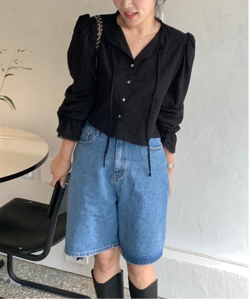 by muni:r（バイ ムニール）の「ピュアパンチングレースブラウス（シャツ/ブラウス・レディース・ブラック/ホワイト・FREE）」の20枚目の写真