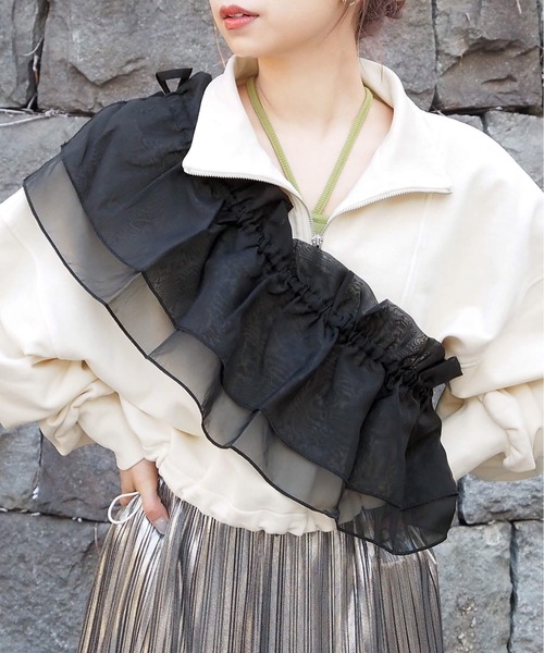 tiptop（ティップトップ）の「【選べる2タイプ】フリル付け衿ベルト（付け襟・レディース・オフホワイト/ブラック/ホワイト系その他/ブラック系その他・FREE）」の4枚目の写真