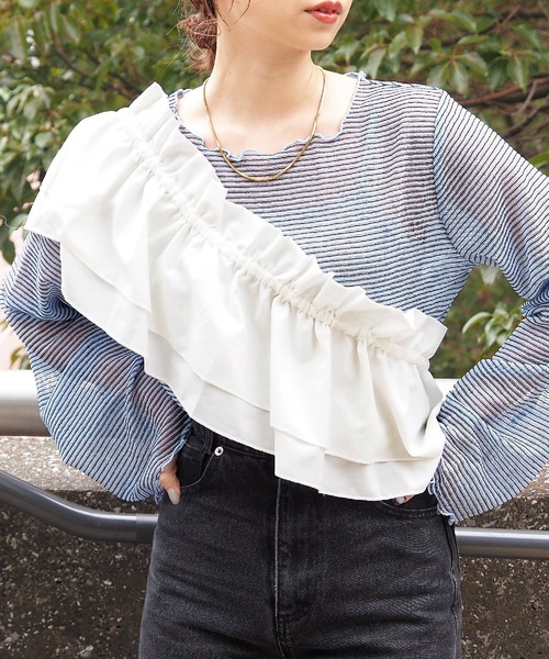 tiptop（ティップトップ）の「【選べる2タイプ】フリル付け衿ベルト（付け襟・レディース・オフホワイト/ブラック/ホワイト系その他/ブラック系その他・FREE）」の6枚目の写真