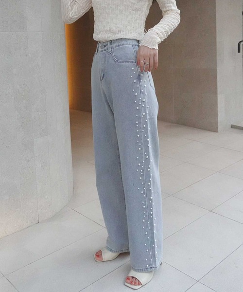 CORNERS（コーナーズ）の「サイドパールデニムパンツ（デニムパンツ・レディース・ブルー・S/M/L/XL）」の8枚目の写真