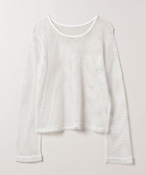 JEANASIS(ジーナシス)の「ハクメッシュLS TEE/112817(Tシャツ/カットソー・レディース・ホワイト/ブラック・FREE)」の1枚目の写真