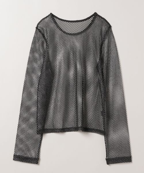 JEANASIS(ジーナシス)の「ハクメッシュLS TEE/112817(Tシャツ/カットソー・レディース・ホワイト/ブラック・FREE)」の2枚目の写真