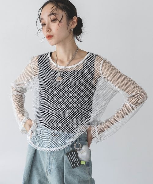 JEANASIS(ジーナシス)の「ハクメッシュLS TEE/112817(Tシャツ/カットソー・レディース・ホワイト/ブラック・FREE)」の17枚目の写真