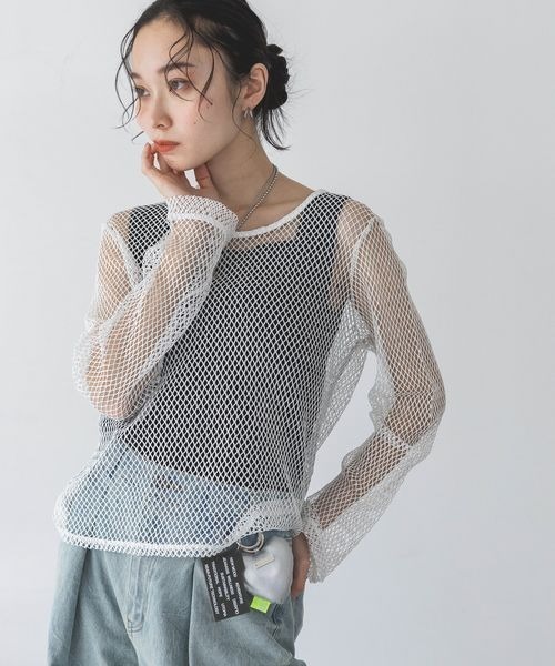 JEANASIS(ジーナシス)の「ハクメッシュLS TEE/112817(Tシャツ/カットソー・レディース・ホワイト/ブラック・FREE)」の18枚目の写真