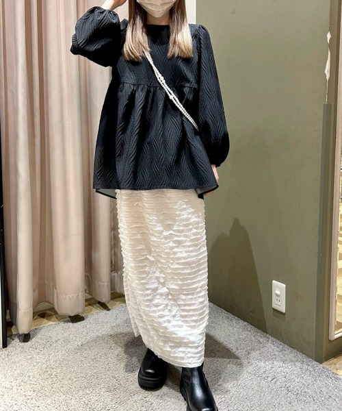 ELENCARE DUE（エレンカーレデュエ）の「・ELENCARE　DUE　フクレジャカードブラウス（シャツ/ブラウス・レディース・グレイッシュベージュ/アイボリー/ブラック/サックスブルー・FREE）」の15枚目の写真