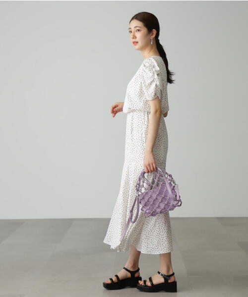 FREE'S MART（フリーズマート）の「◇【3サイズ展開XS-M】ボリュームスリーブマーメイドワンピ―ス【低身長サイズ有】（ワンピース・レディース・イエロー系その他/パープル系その他/ホワイト系その他/ブラック系その他・MEDIUM/SMALL/X-SMALL）」の19枚目の写真