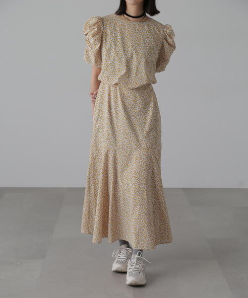 FREE'S MART（フリーズマート）の「◇【3サイズ展開XS-M】ボリュームスリーブマーメイドワンピ―ス【低身長サイズ有】（ワンピース・レディース・イエロー系その他/パープル系その他/ホワイト系その他/ブラック系その他・MEDIUM/SMALL/X-SMALL）」の12枚目の写真