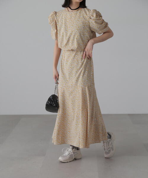 FREE'S MART（フリーズマート）の「◇【3サイズ展開XS-M】ボリュームスリーブマーメイドワンピ―ス【低身長サイズ有】（ワンピース・レディース・イエロー系その他/パープル系その他/ホワイト系その他/ブラック系その他・MEDIUM/SMALL/X-SMALL）」の11枚目の写真