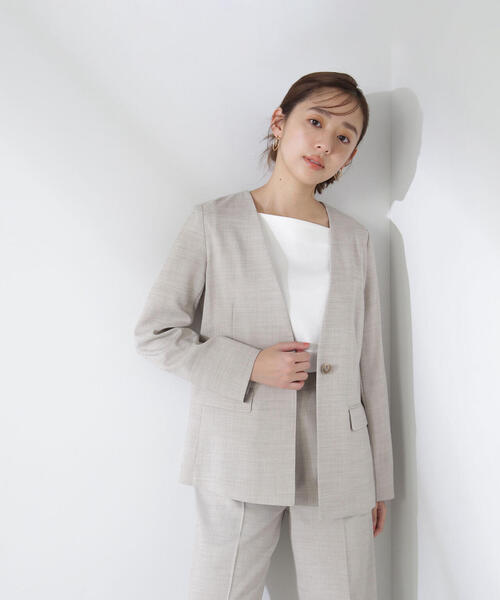 NATURAL BEAUTY BASIC(ナチュラルビューティーベーシック)の「◇シャークスキンノーブル SETUP ノーカラージャケット(ノーカラージャケット・レディース・ブラウン系その他/ベージュ系その他・SMALL/MEDIUM)」の20枚目の写真